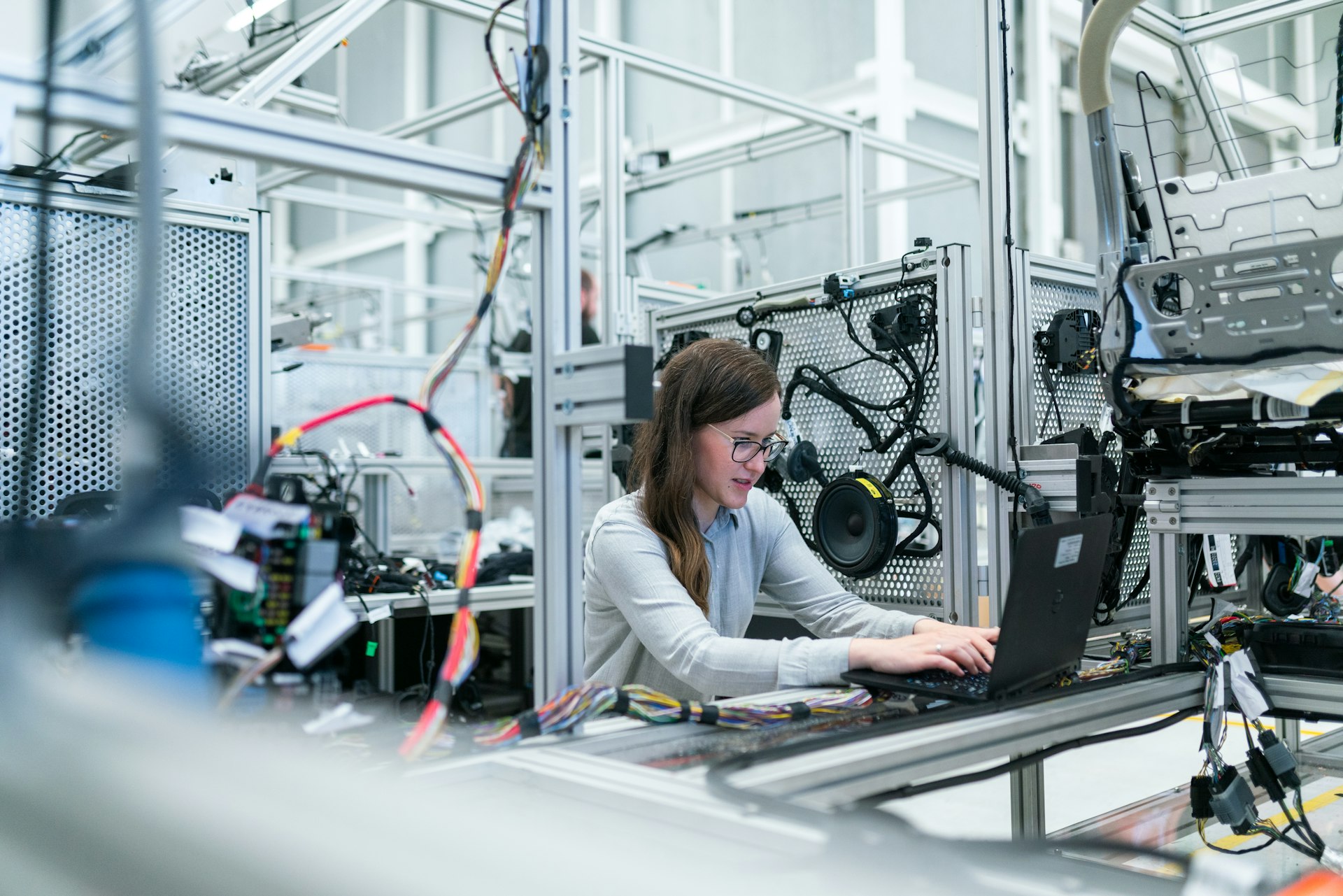 Close up of high-precision heavy industrial gear assembly